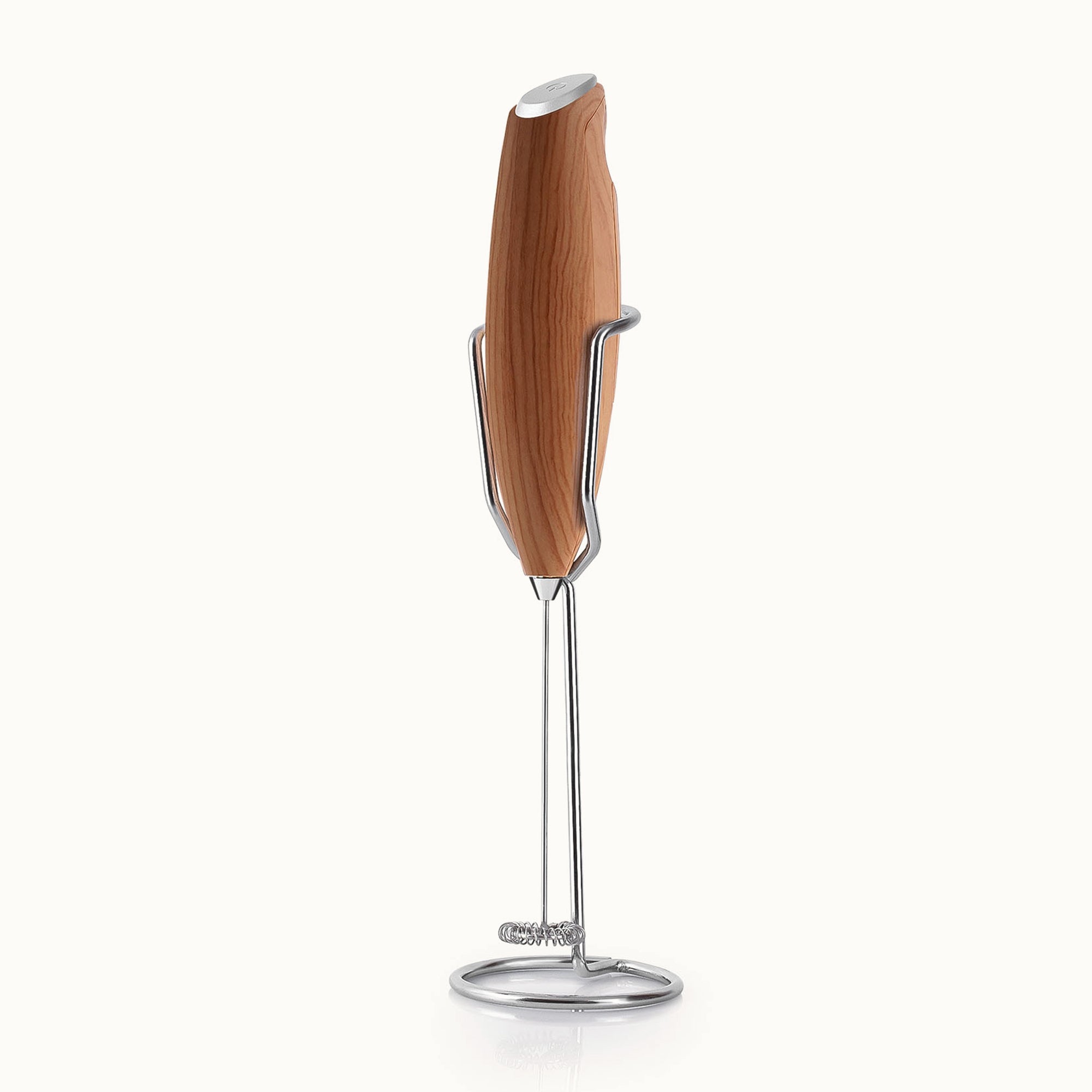 Milk Frother With Holster Stand - Marble Design - Oak by Zulay Kitchen