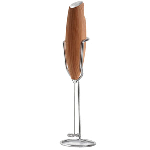 Milk Frother With Holster Stand - Marble Design - Oak by Zulay Kitchen