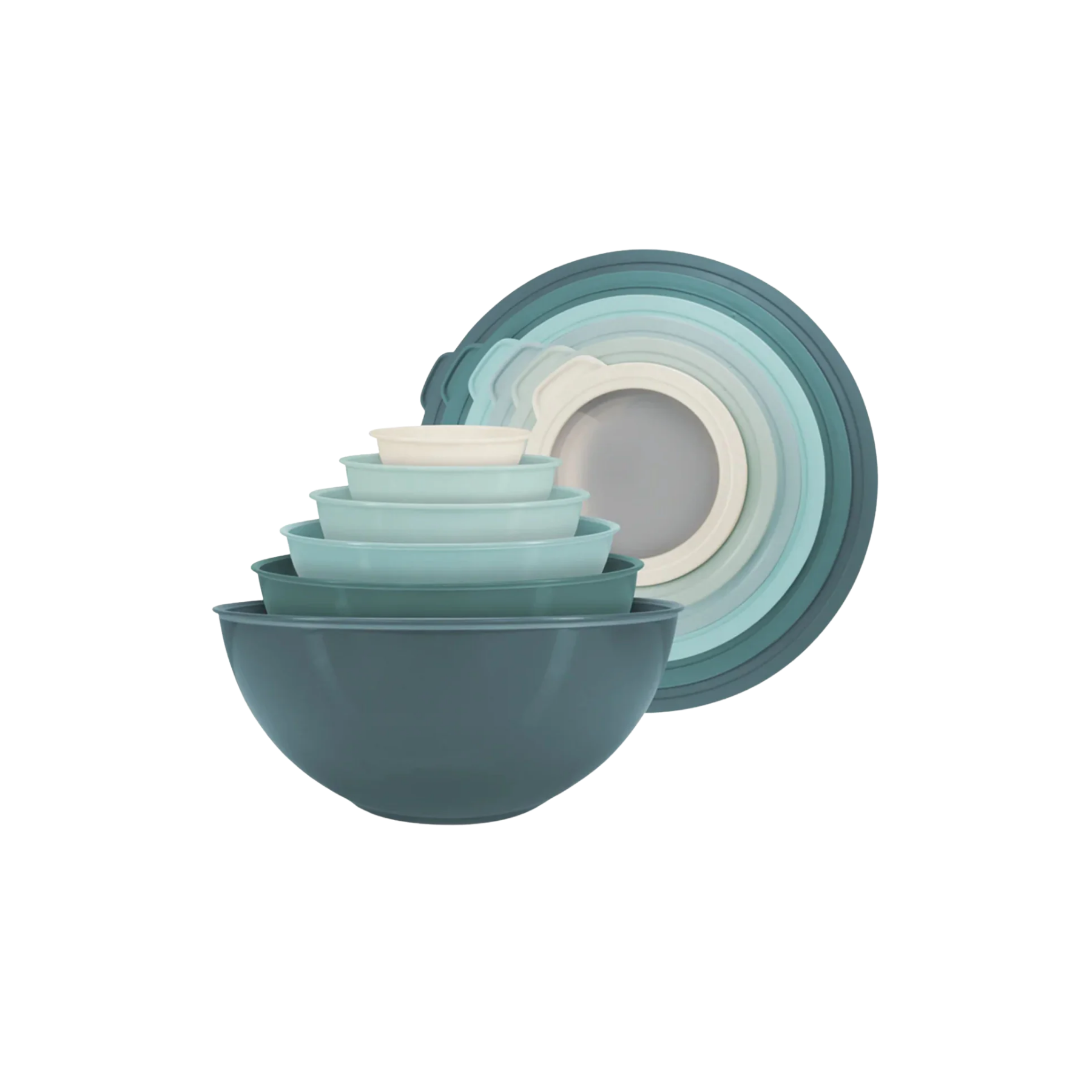 12-Piece Plastic Mixing Bowls Set with Lids - Turquoise Ombre by Zulay Kitchen