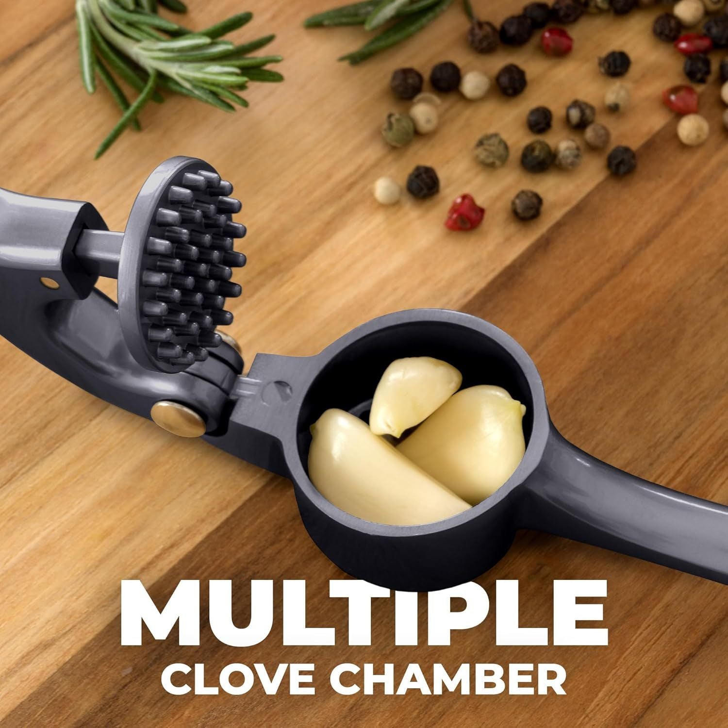 Multiple Clove Chamber Garlic Press by Zulay Kitchen