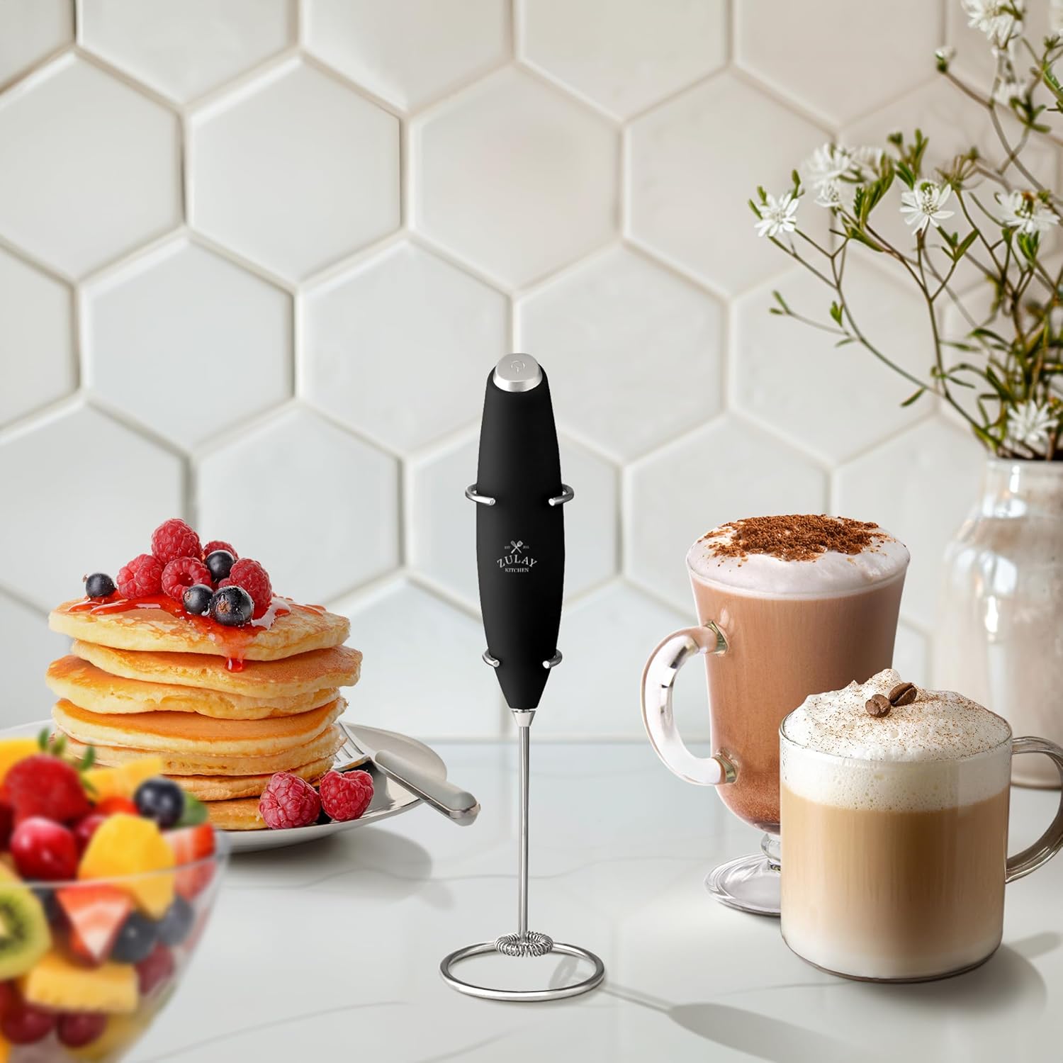 Blue powerful milk frother powered by Z1 motor by Zulay Kitchen , Coffee , Matcha 