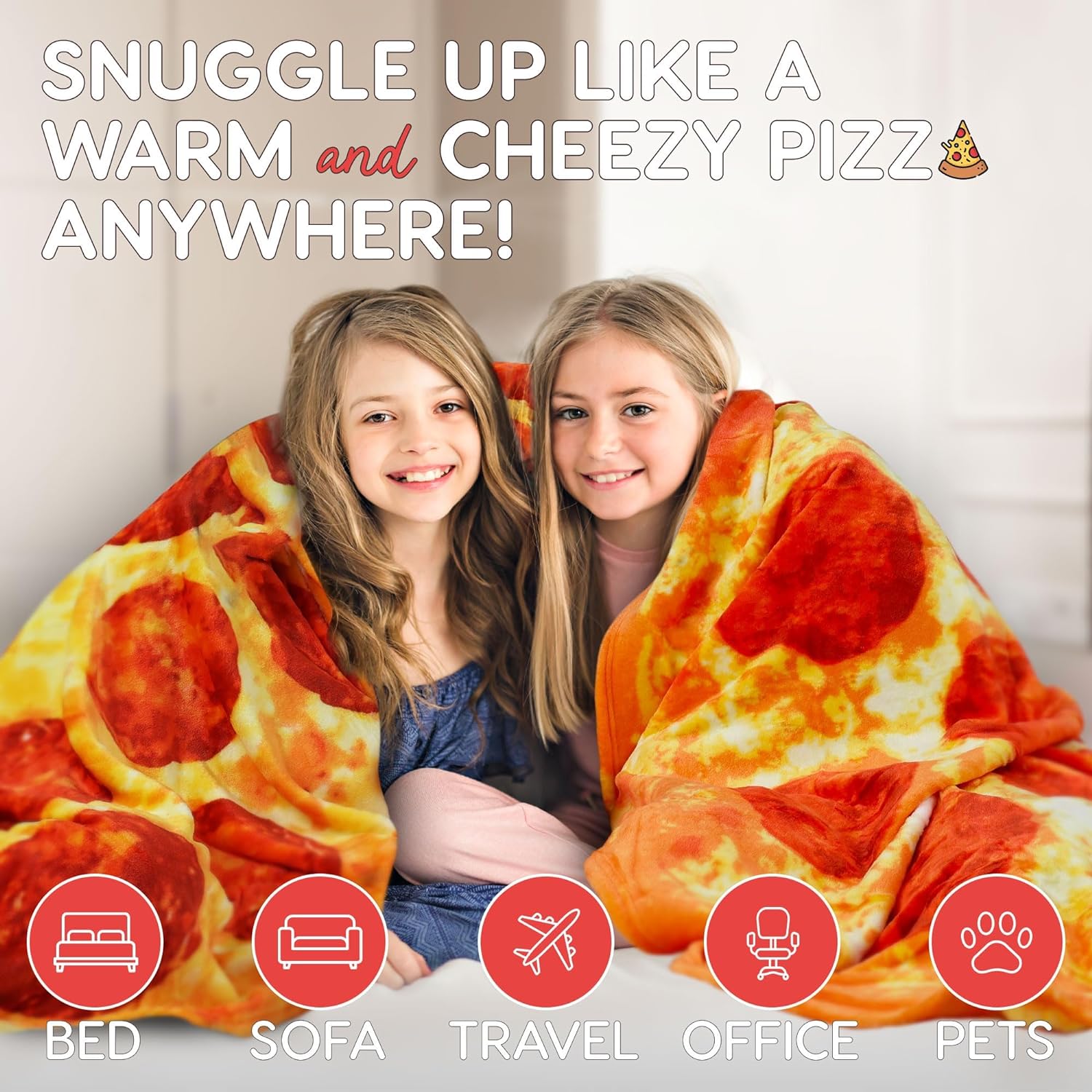 Zulay Kitchen Novelty Premium Soft Flannel Big Pizza Blanket