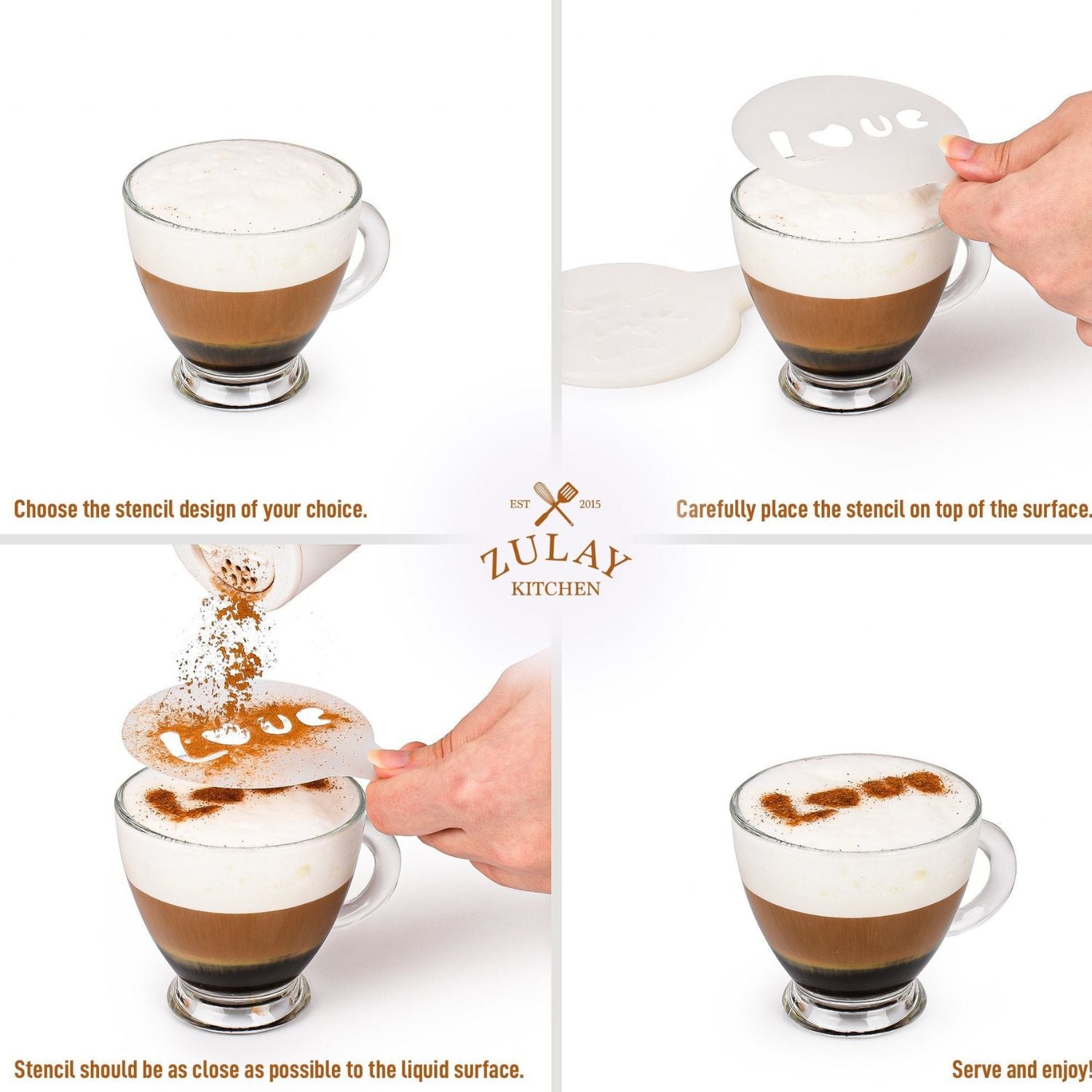Zulay Kitchen Latte Art Stencils