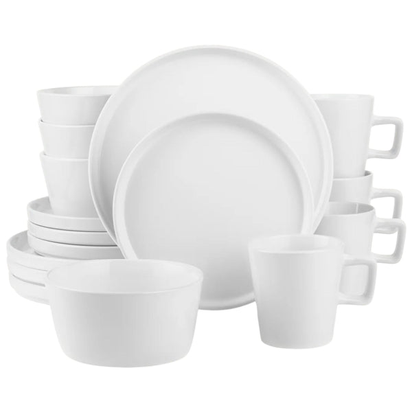 Zulay Kitchen White Stoneware Dinner Set 16 Piece