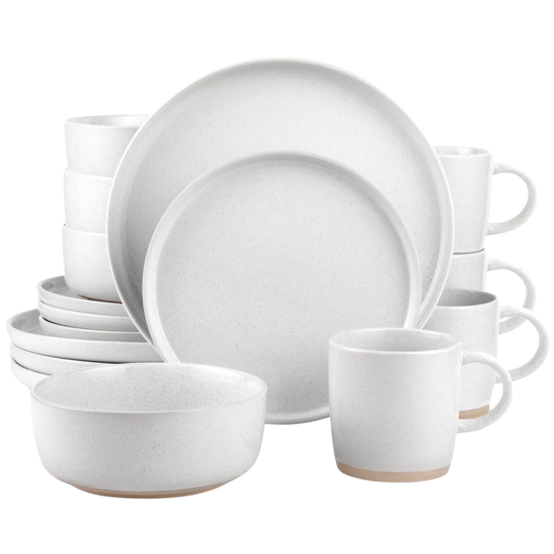 Zulay Kitchen Speckled White Stoneware Dinner Set 16 Piece