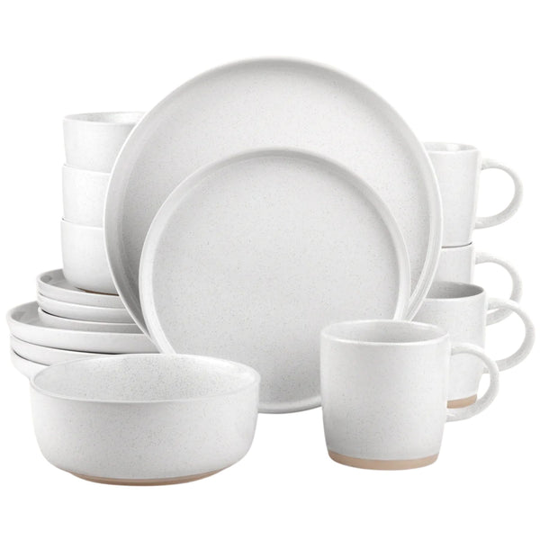 Zulay Kitchen Speckled White Stoneware Dinner Set 16 Piece