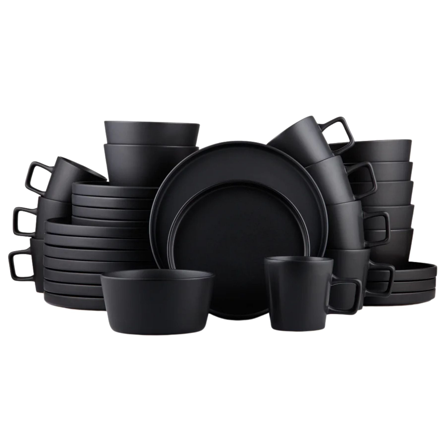Zulay Kitchen Black Stoneware Dinner Set 32 Piece