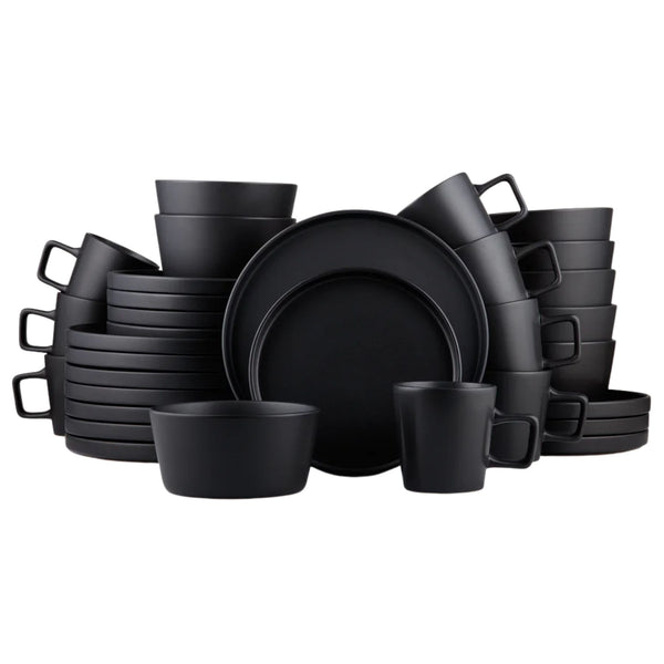 Zulay Kitchen Black Stoneware Dinner Set 32 Piece