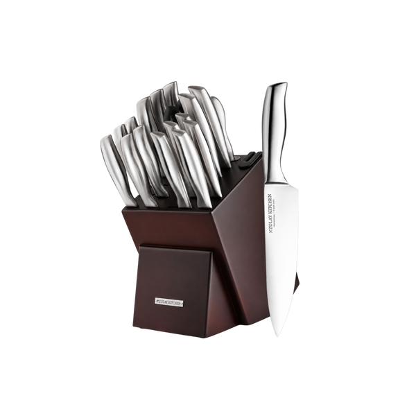 Stainless Steel Kitchen Knife Set 18pc Dark Brown by Zulay Kitchen