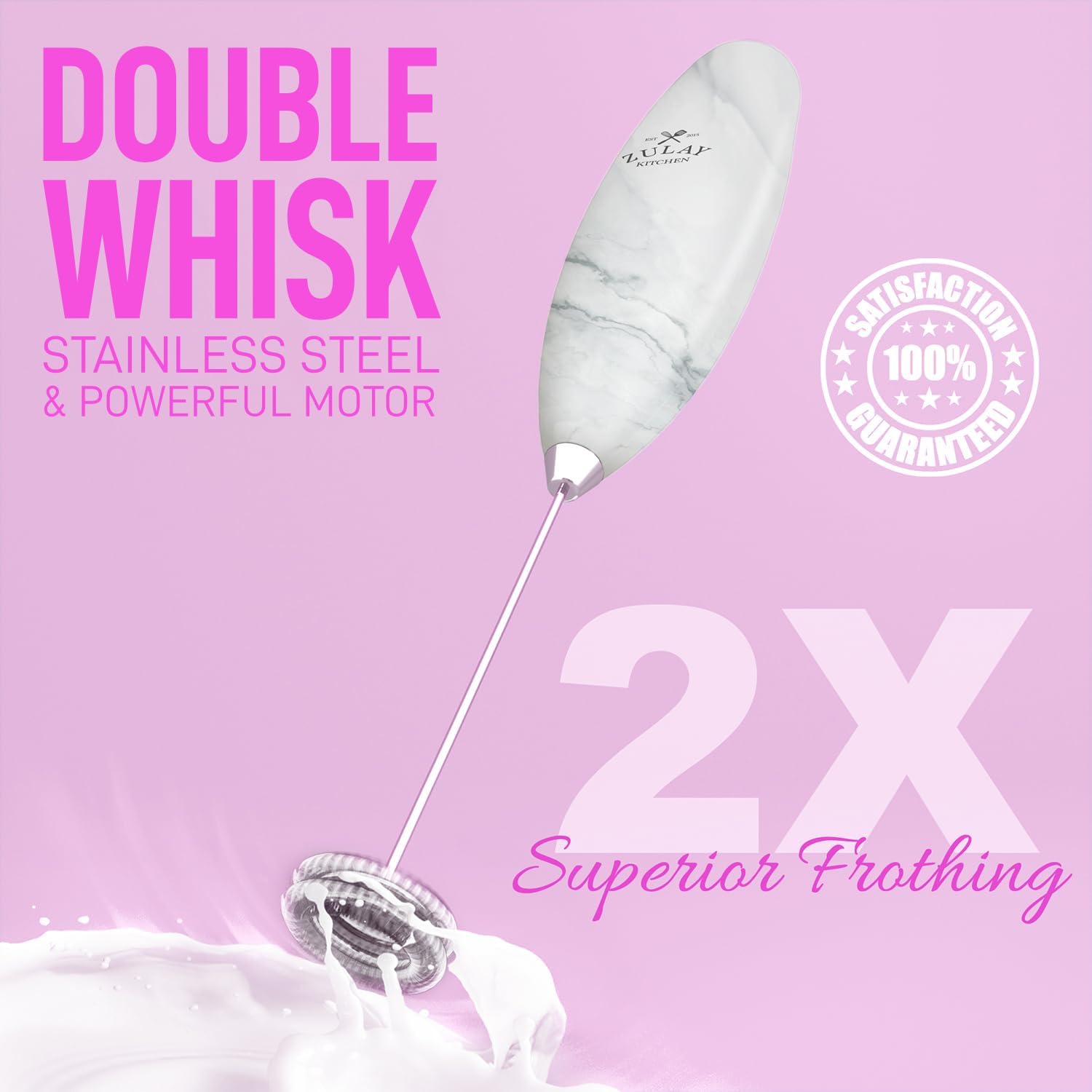 Double Whisk Milk Frother Handheld Mixer