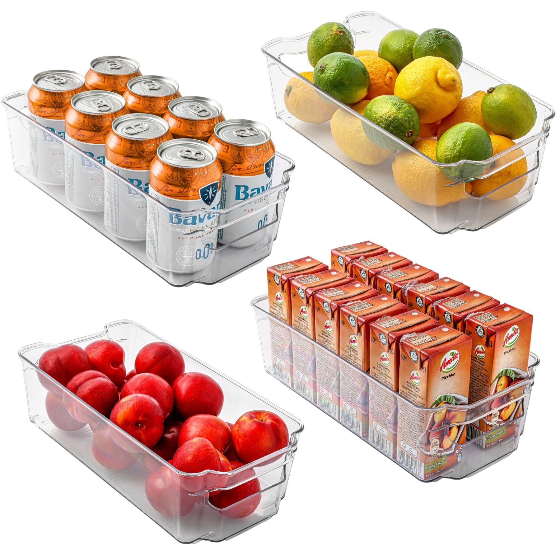 Clear Refrigerator Organizer Bins	Medium 12.5" x 6.2" x 3.5" by Zulay Kitchen