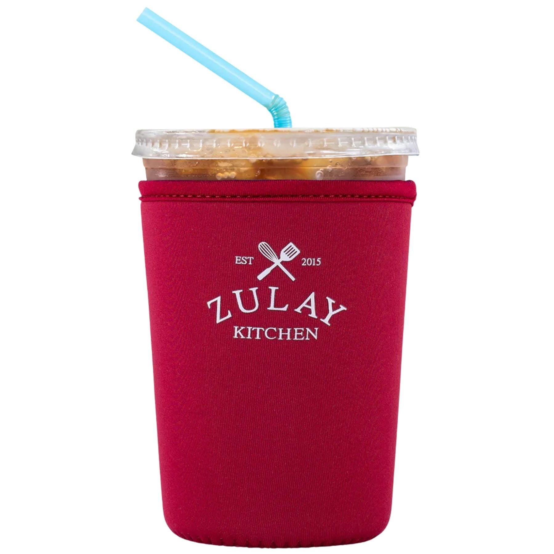 Reusable Iced Coffee Sleeve Maroon Sleeve by Zulay Kitchen