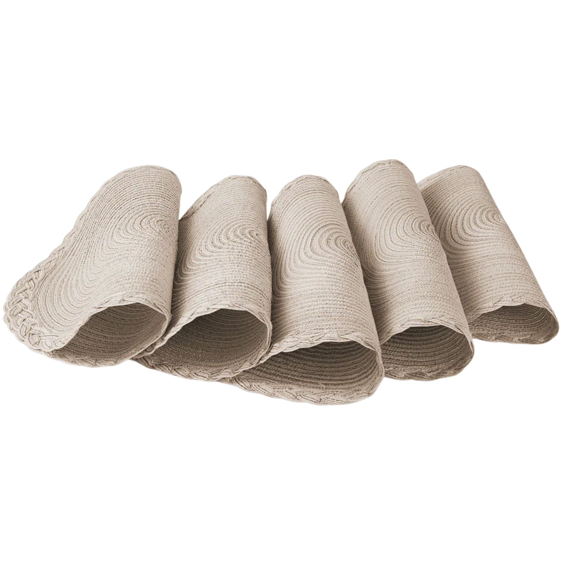 Round Braided Placemats - Set of 6-Ivory with Border by Zulay Kitchen