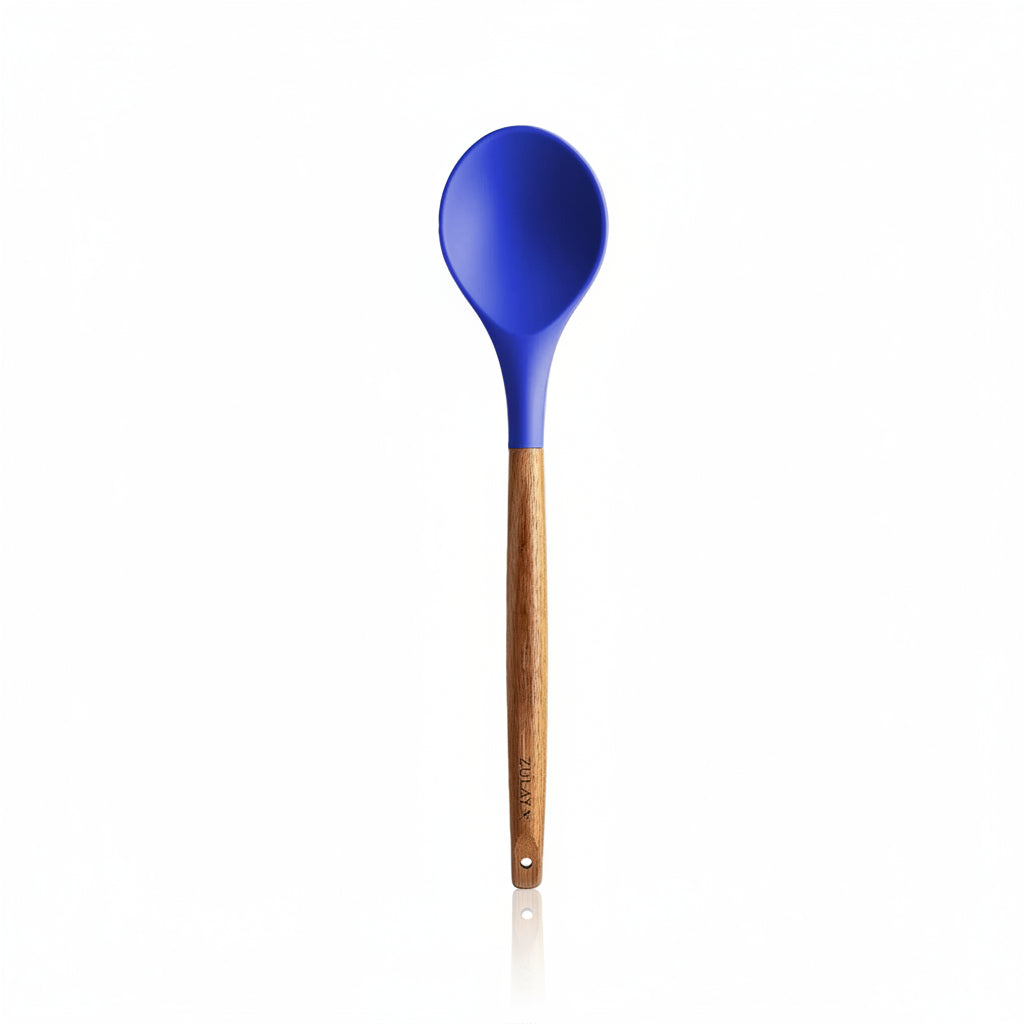 Serving Spoon Dark_Blue_Silicone-Utensils-Set-5-Piece-with-Acacia-Wood-Handles-Zulay-Kitchen
