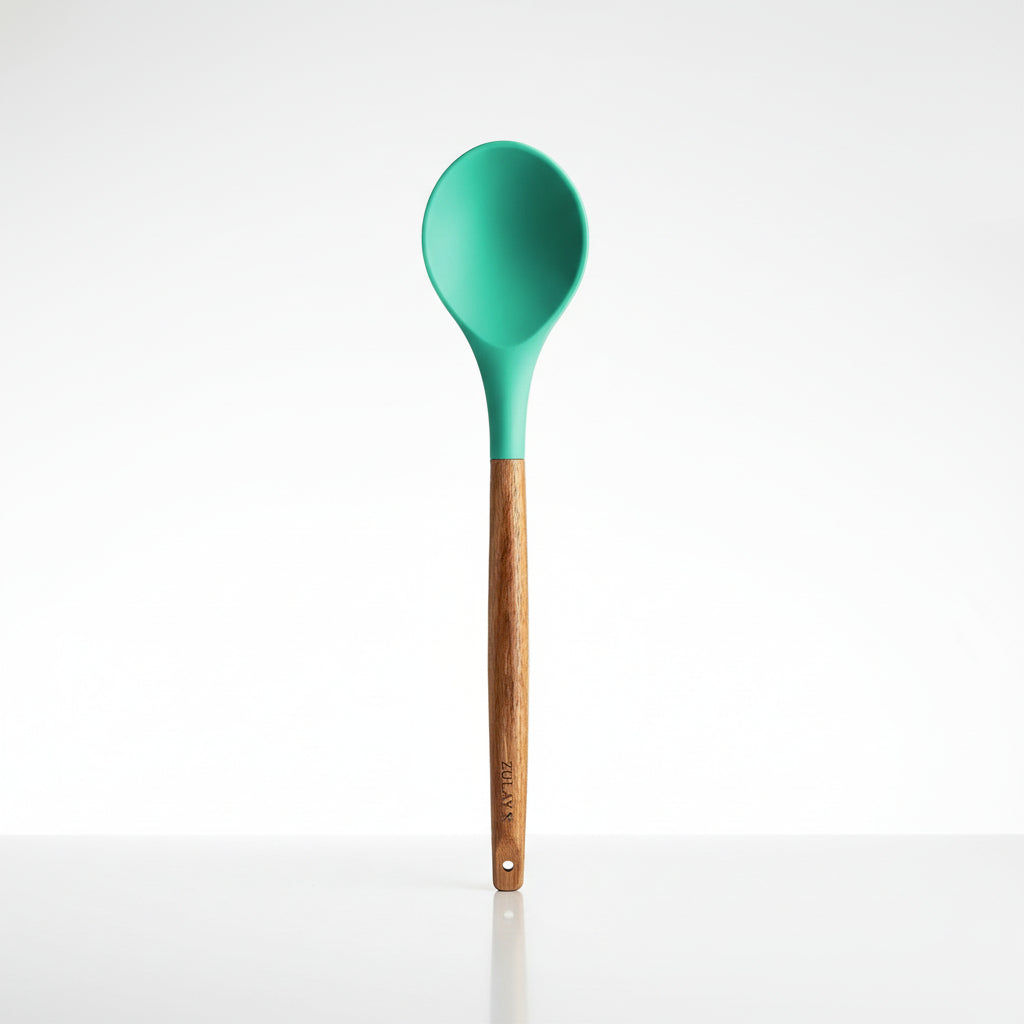 Serving Spoon Mint_Silicone-Utensils-Set-5-Piece-with-Acacia-Wood-Handles-Zulay-Kitchen