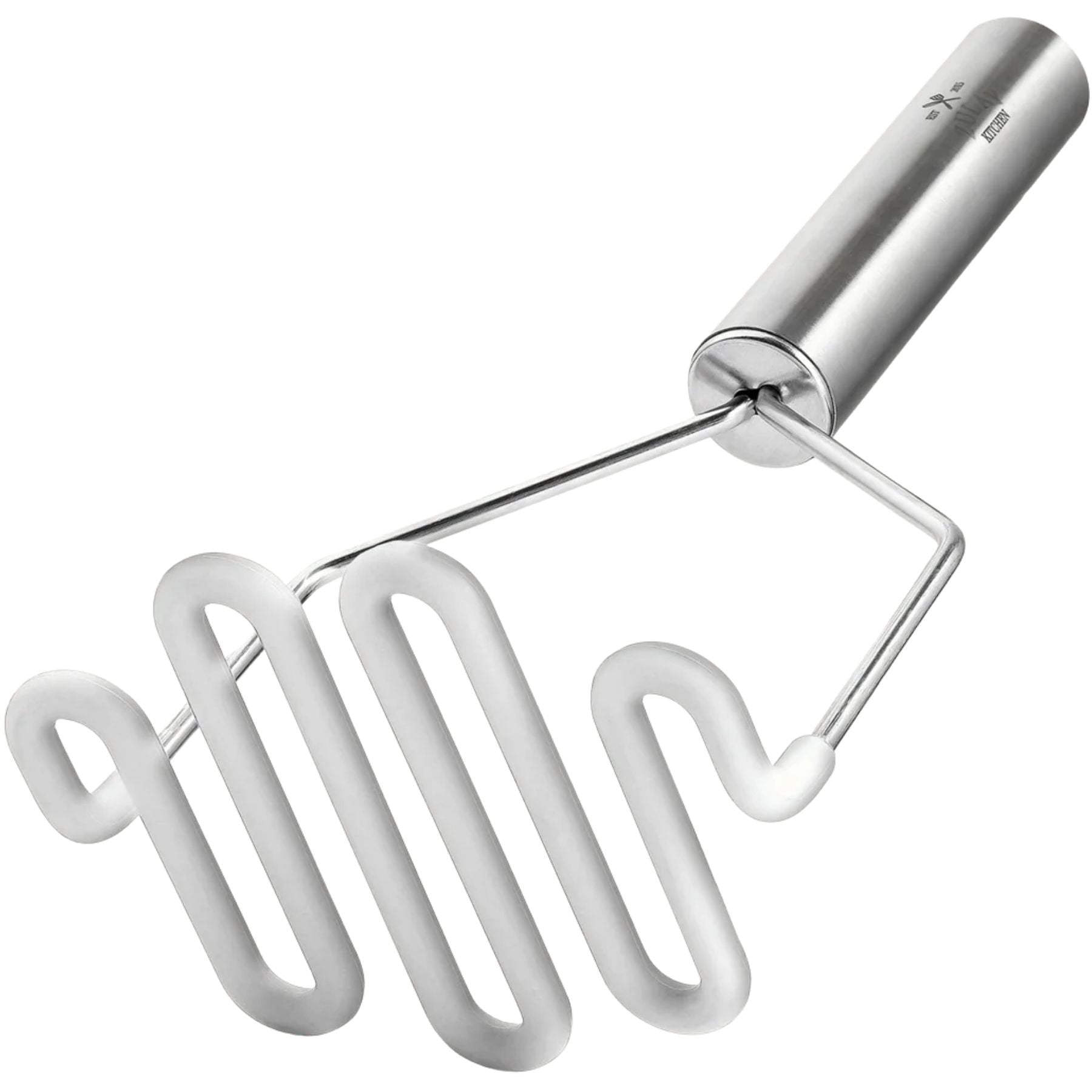 Silicone-Coated Potato Masher-White by Zulay Kitchen