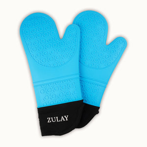 Silicone Oven Mitt Set-Light Blue Mitts by Zulay Kitchen