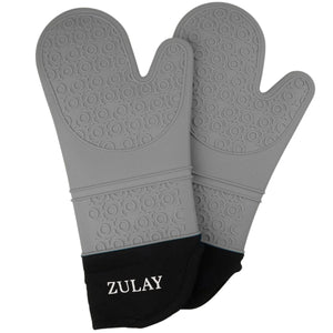 Silicone Oven Mitt Set-Gray Mitts by Zulay Kitchen
