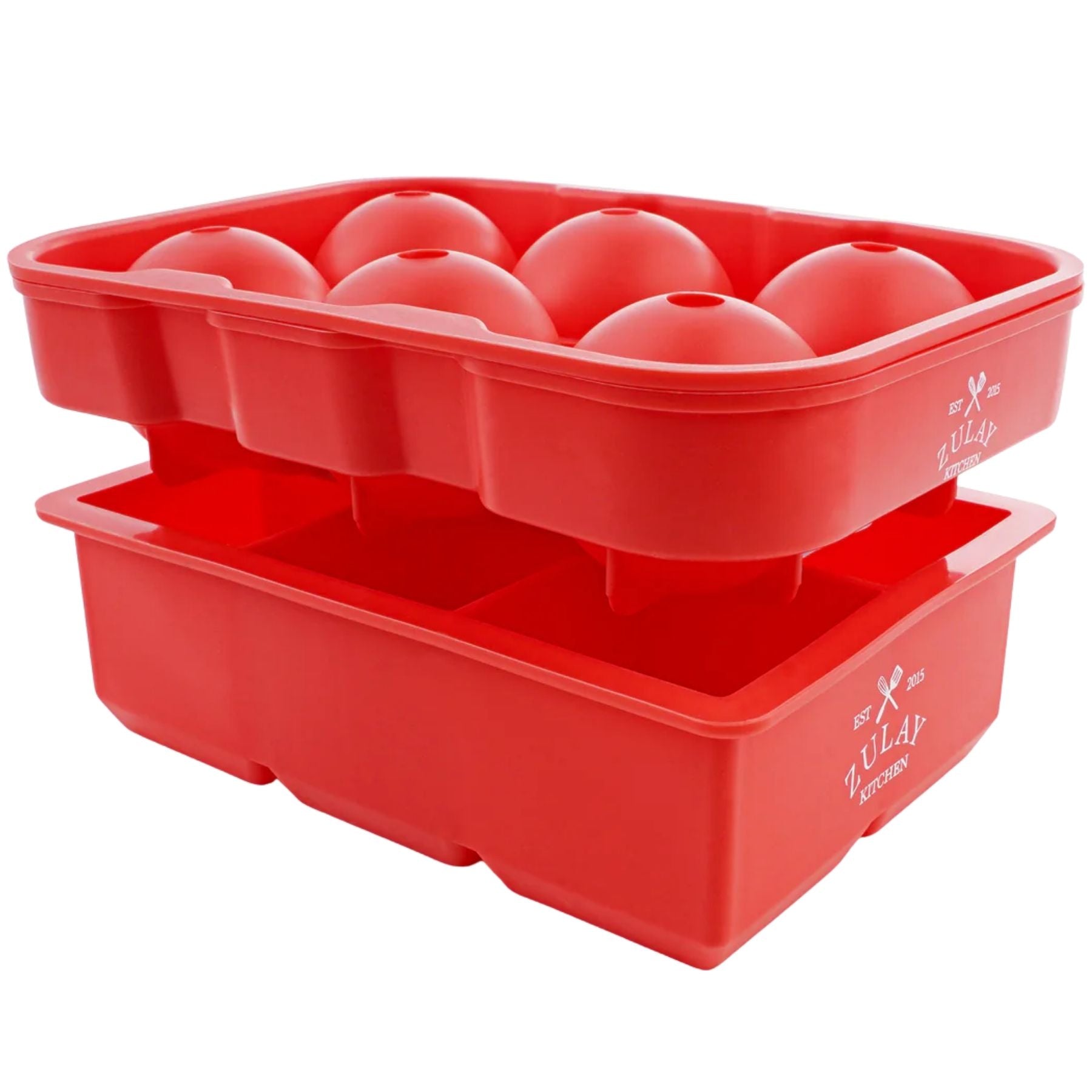 Silicone Square Ice Cube Mold and Ice Ball Mold (Set of 2)- Red by Zulay Kitchen
