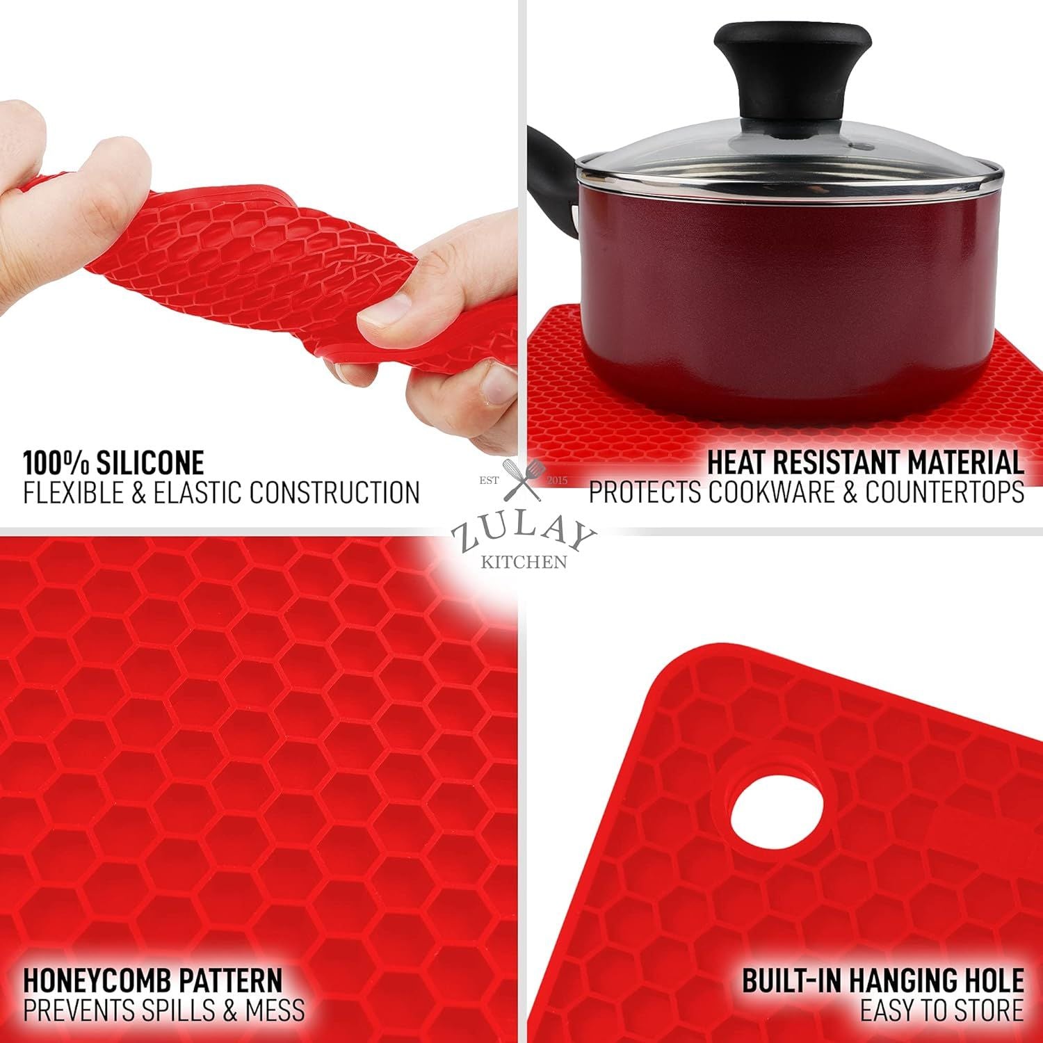 Zulay Kitchen Silicone Trivet Mat - Thumbnail 5