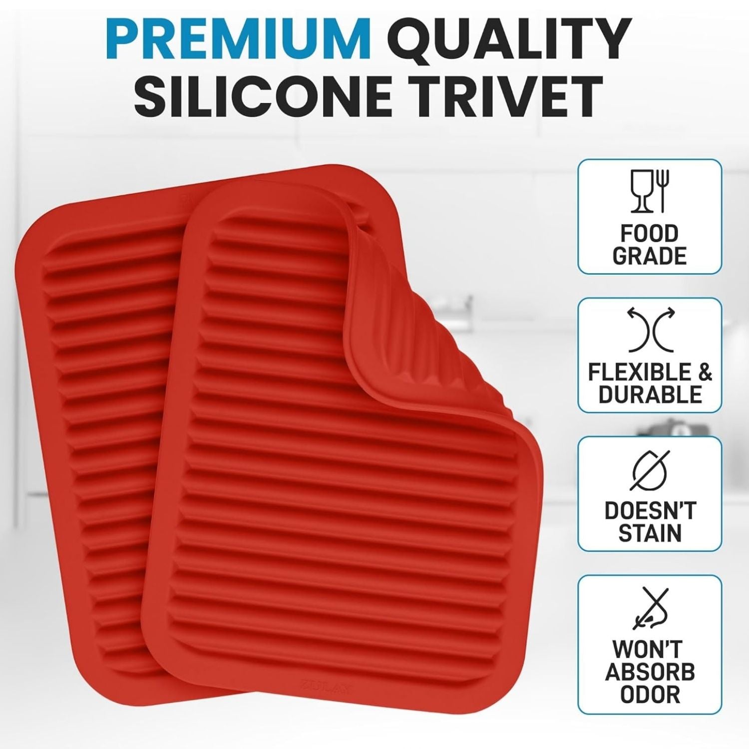 Premium Quality Silicone Trivets by Zulay Kitchen