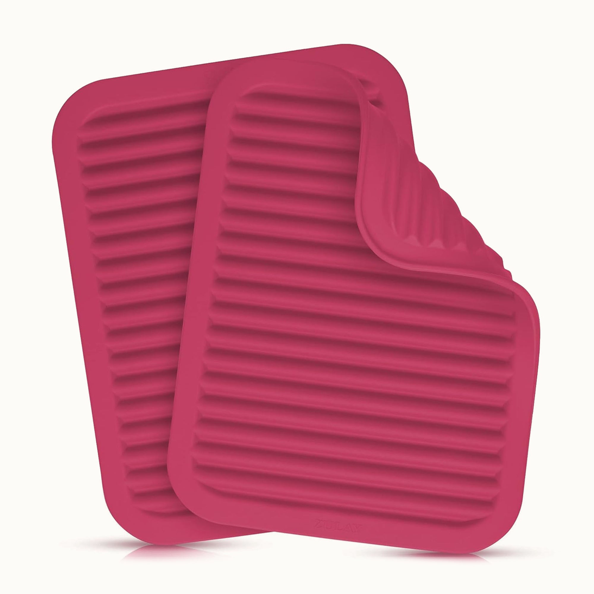 Silicone Trivets For Hot Pots and Pans (2 pack)-Rose Red by Zulay Kitchen
