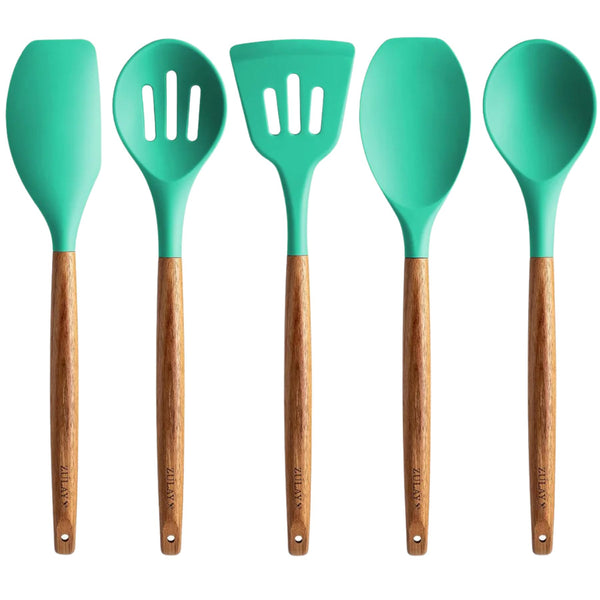 Silicone Utensils Set - 5 Pieces Mint by Zulay Kitchen