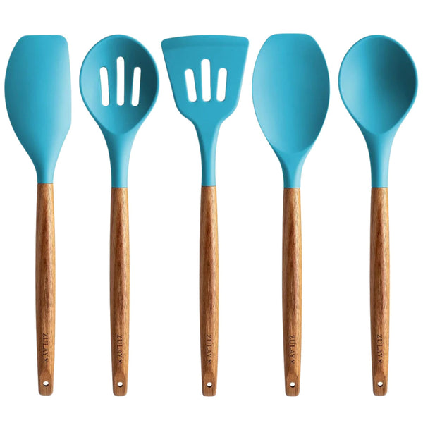 Silicone Utensils Set - 5 Pieces Blue by Zulay Kitchen