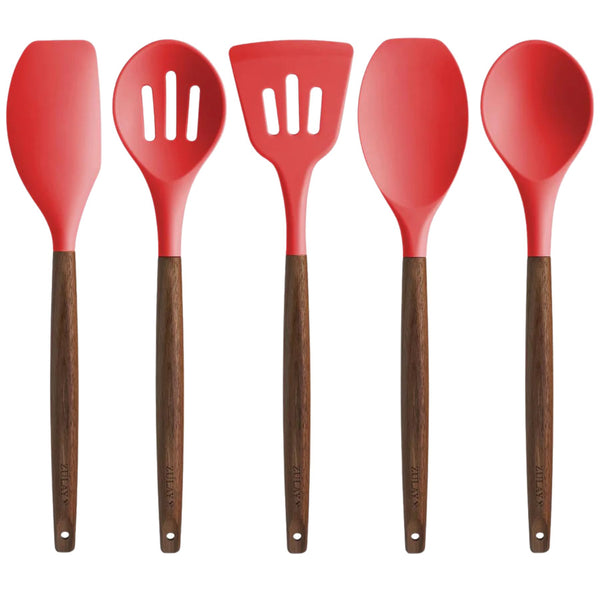 Silicone Utensils Set - 5 Pieces Red by Zulay Kitchen