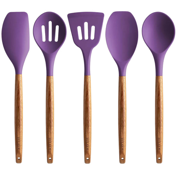 Silicone Utensils Set - 5 Pieces Purple by Zulay Kitchen