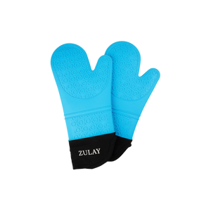 Silicone Oven Mitt Set-Light Blue Mitts by Zulay Kitchen