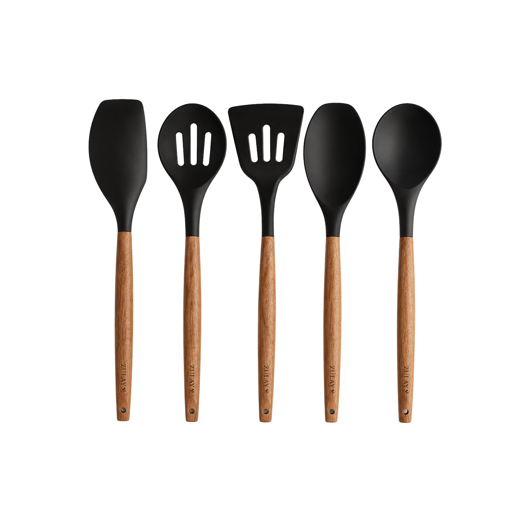 Silicone Utensils Set - 5 Pieces Black by Zulay Kitchen