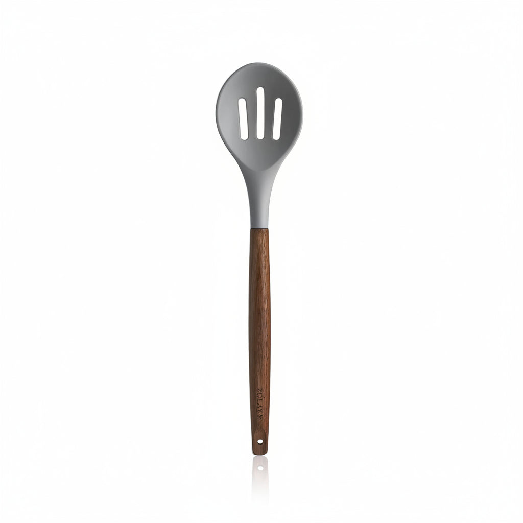 Slotted Spoon Gray_Silicone-Utensils-Set-5-Piece-with-Acacia-Wood-Handles-Zulay-Kitchen