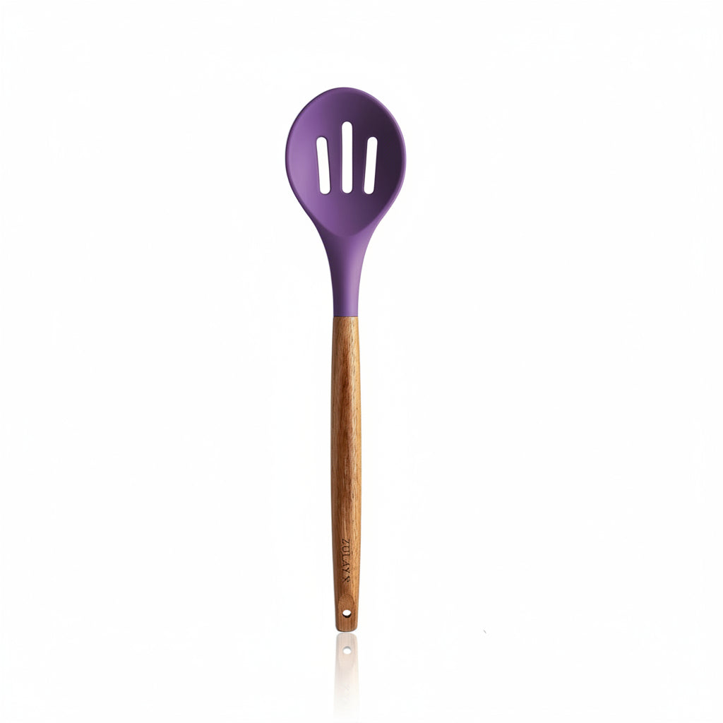 Slotted Spoon Purple_Silicone-Utensils-Set-5-Piece-with-Acacia-Wood-Handles-Zulay-Kitchen