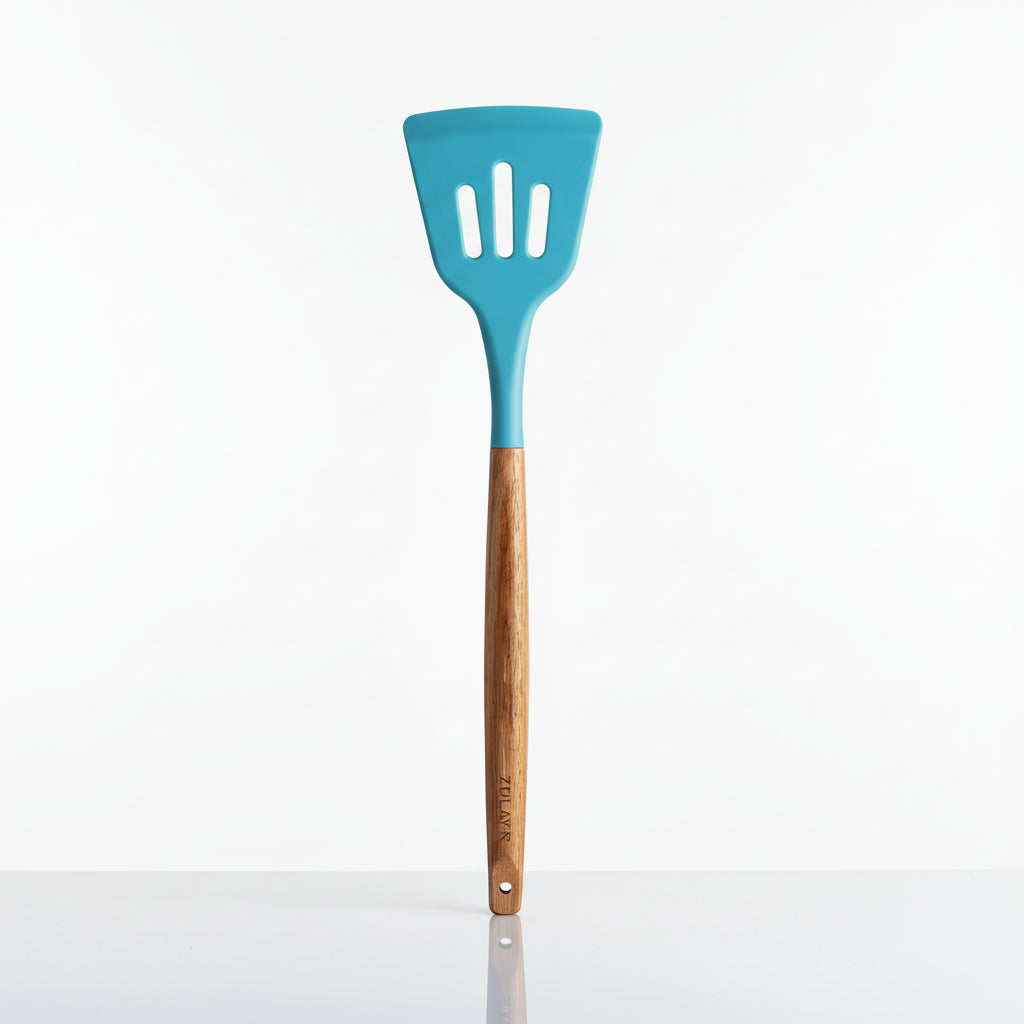 Slotted Turner Blue_Silicone-Utensils-Set-5-Piece-with-Acacia-Wood-Handles-Zulay-Kitchen