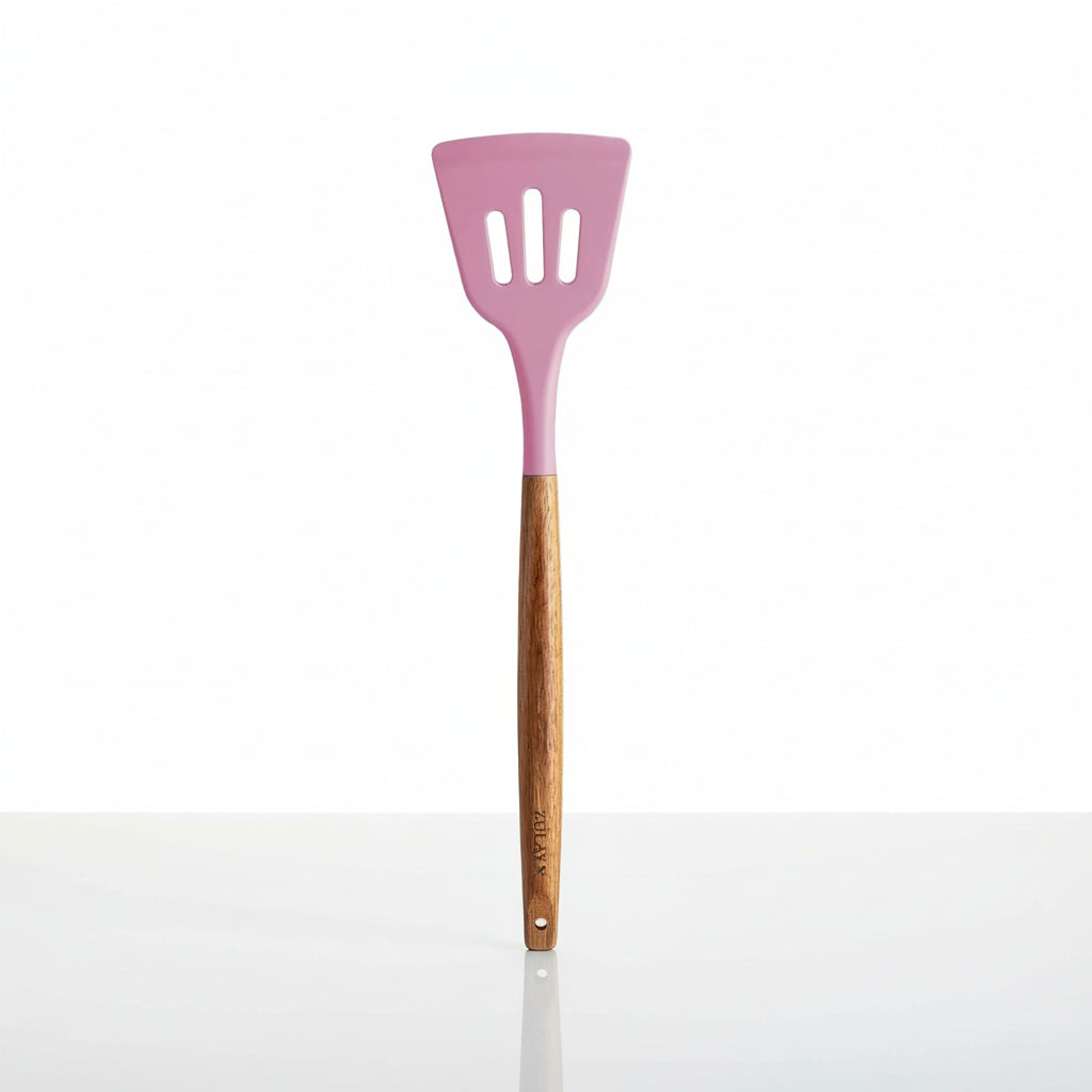 Slotted Turner Pink_Silicone-Utensils-Set-5-Piece-with-Acacia-Wood-Handles-Zulay-Kitchen