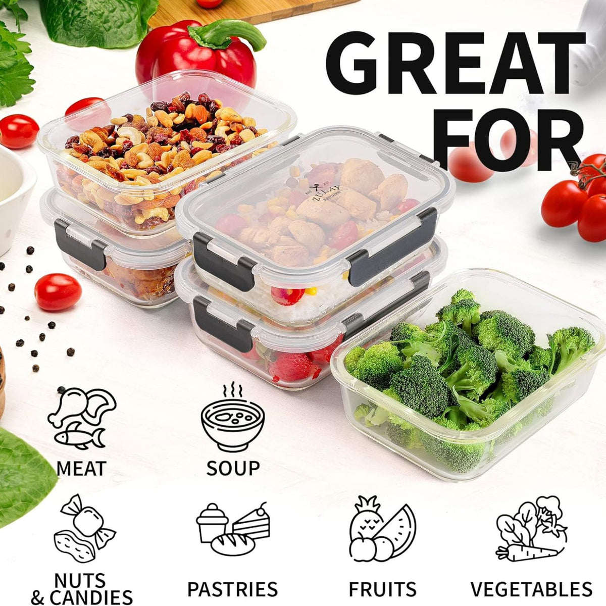 Snap Containers Snap Lock Glass Food Containers | Zulay Kitchen