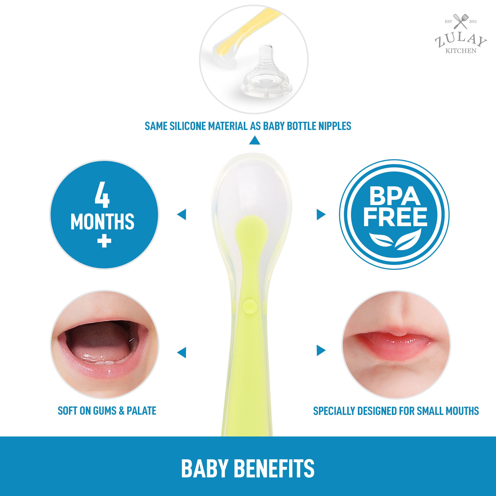 Soft Baby Spoon for 4+ Months, Gentle on Gums by Zulay Kitchen