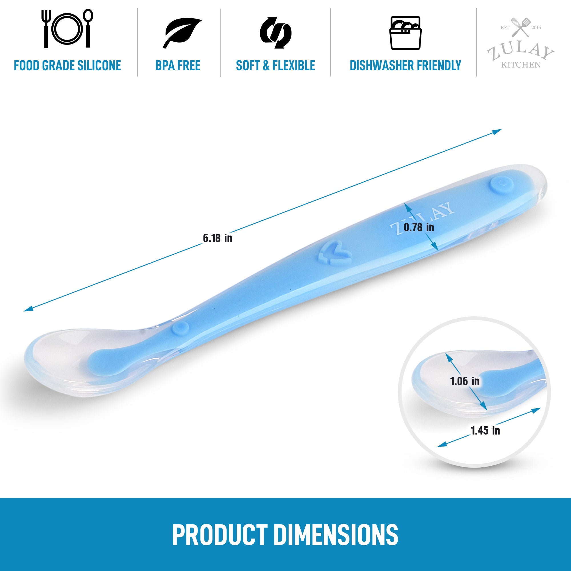 Soft, Flexible, BPA-Free Silicone Baby Spoon by Zulay Kitchen