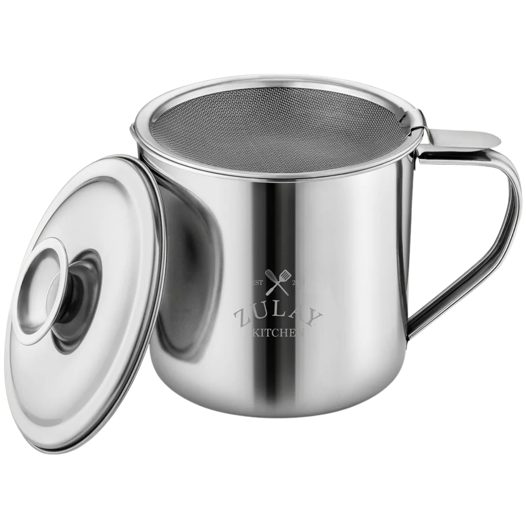 Stainless Steel Bacon Grease Container with Strainer- Silver by Zulay Kitchen