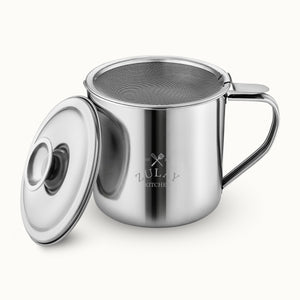 Stainless Steel Bacon Grease Container with Strainer- Silver by Zulay Kitchen