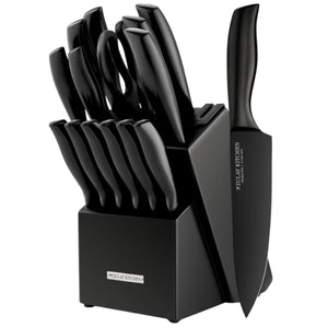 Stainless Steel Kitchen Knife Set 15pc Black/Black by Zulay Kitchen