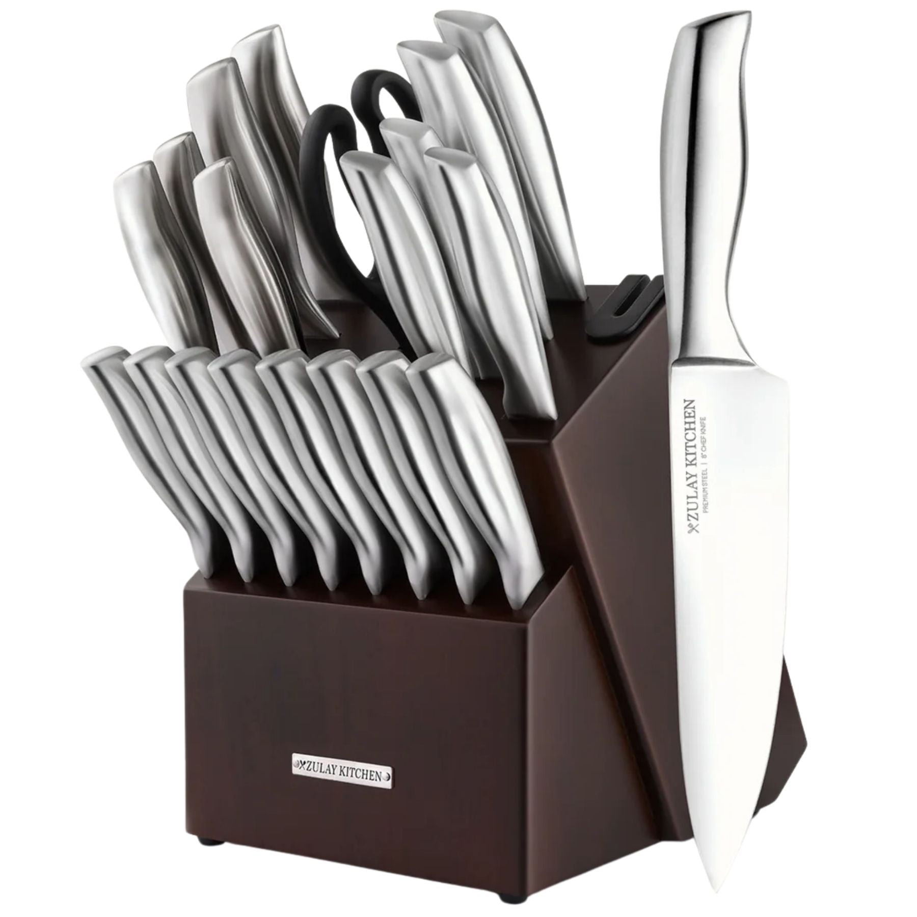 Stainless Steel Kitchen Knife Set 20pc Dark Brown by Zulay Kitchen