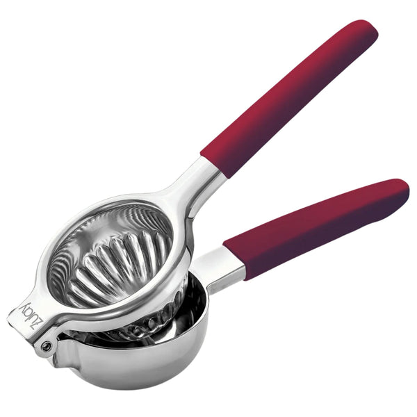 Stainless Steel Lemon Squeezer -Cranberry Handle by Zulay Kitchen