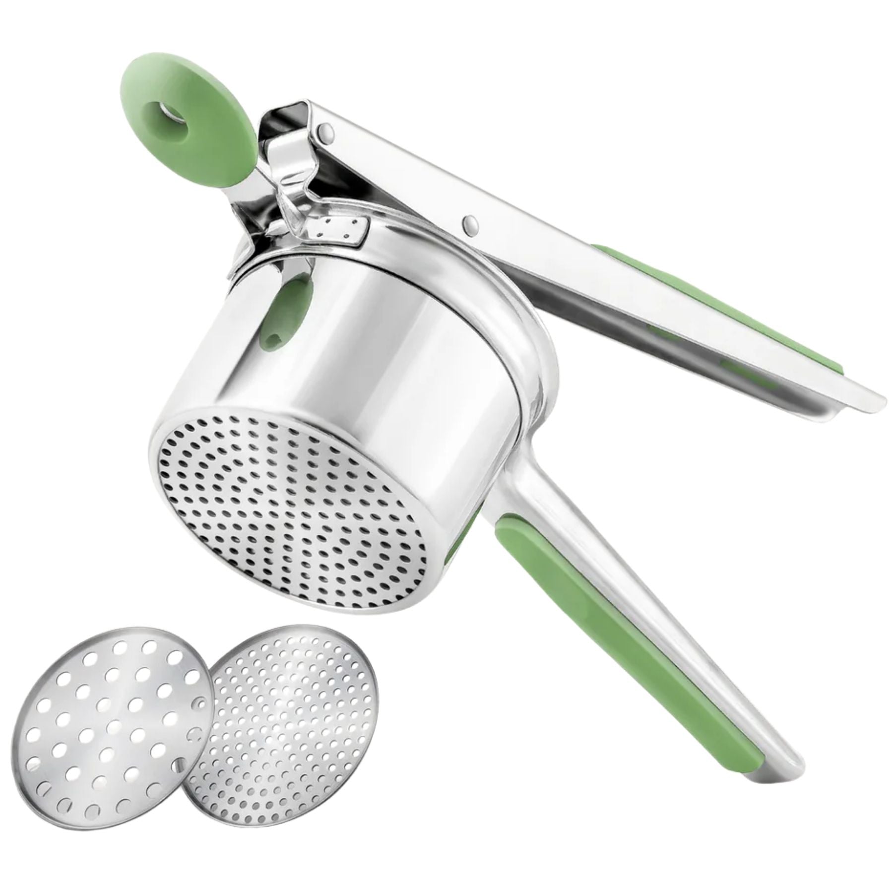 Stainless Steel Potato Ricer - 2 Disc Silver/Green by Zulay Kitchen