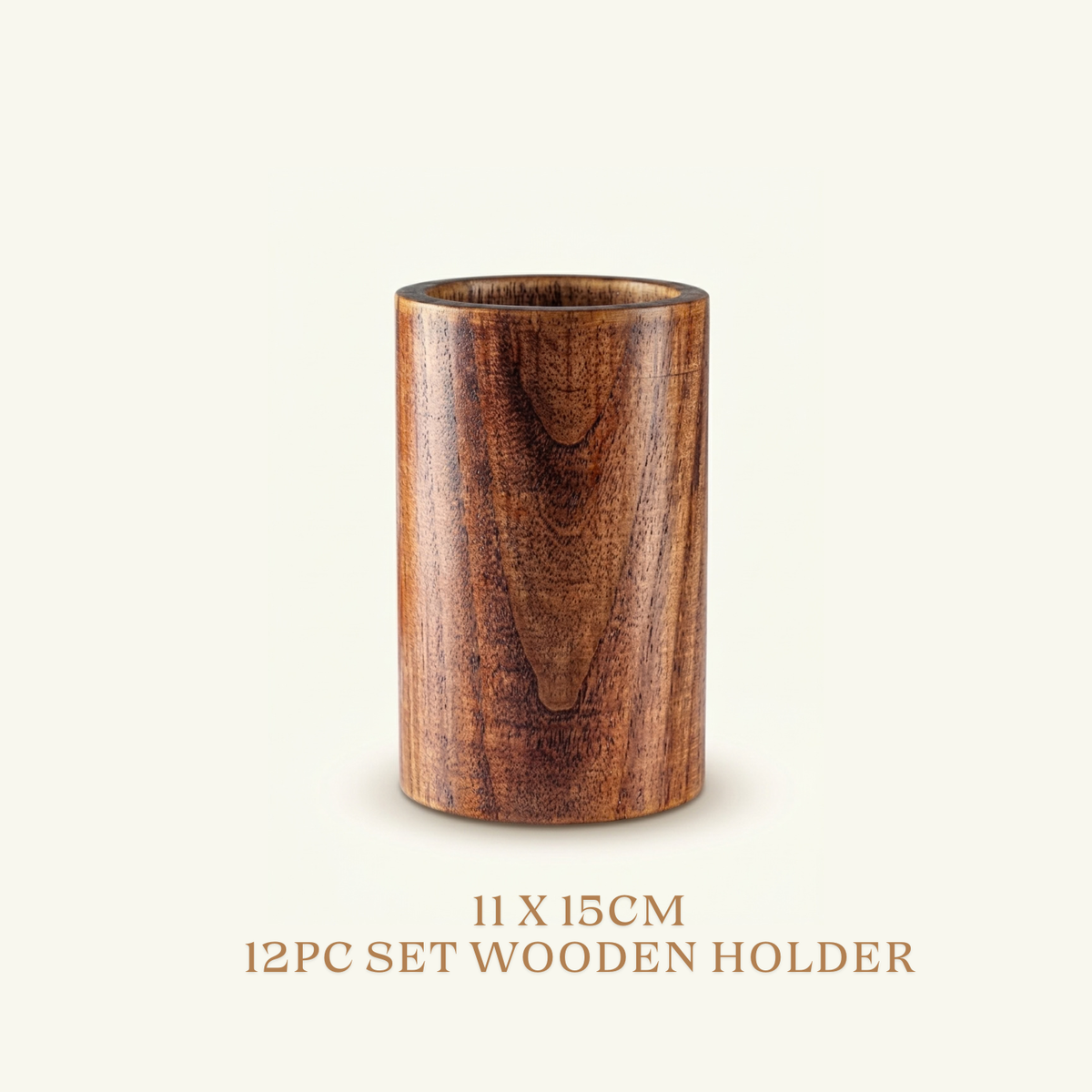 Teak Wood Utensils Set (12 Pc Set) - Wooden Holder - Replacement Part