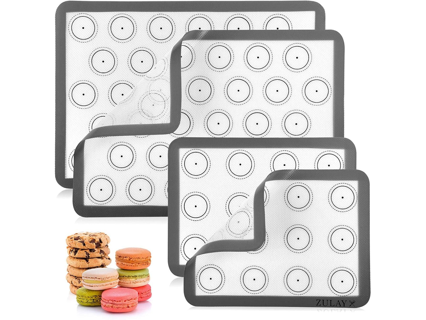 Zulay Kitchen Macaron Silicone Baking Mats With Pre-printed
