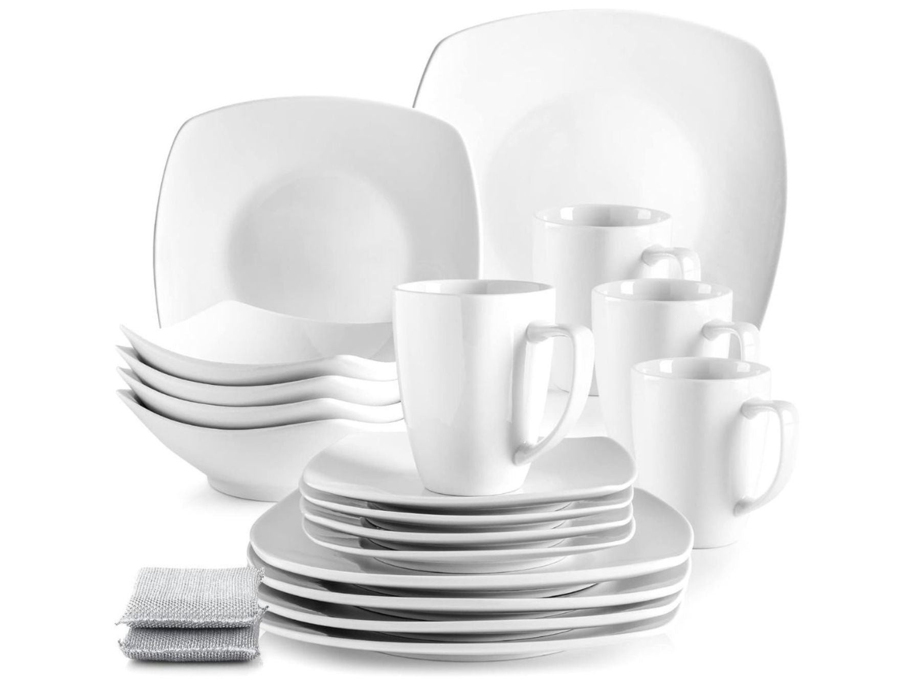 Porcelain Square Dinnerware Set -16 Piece Set