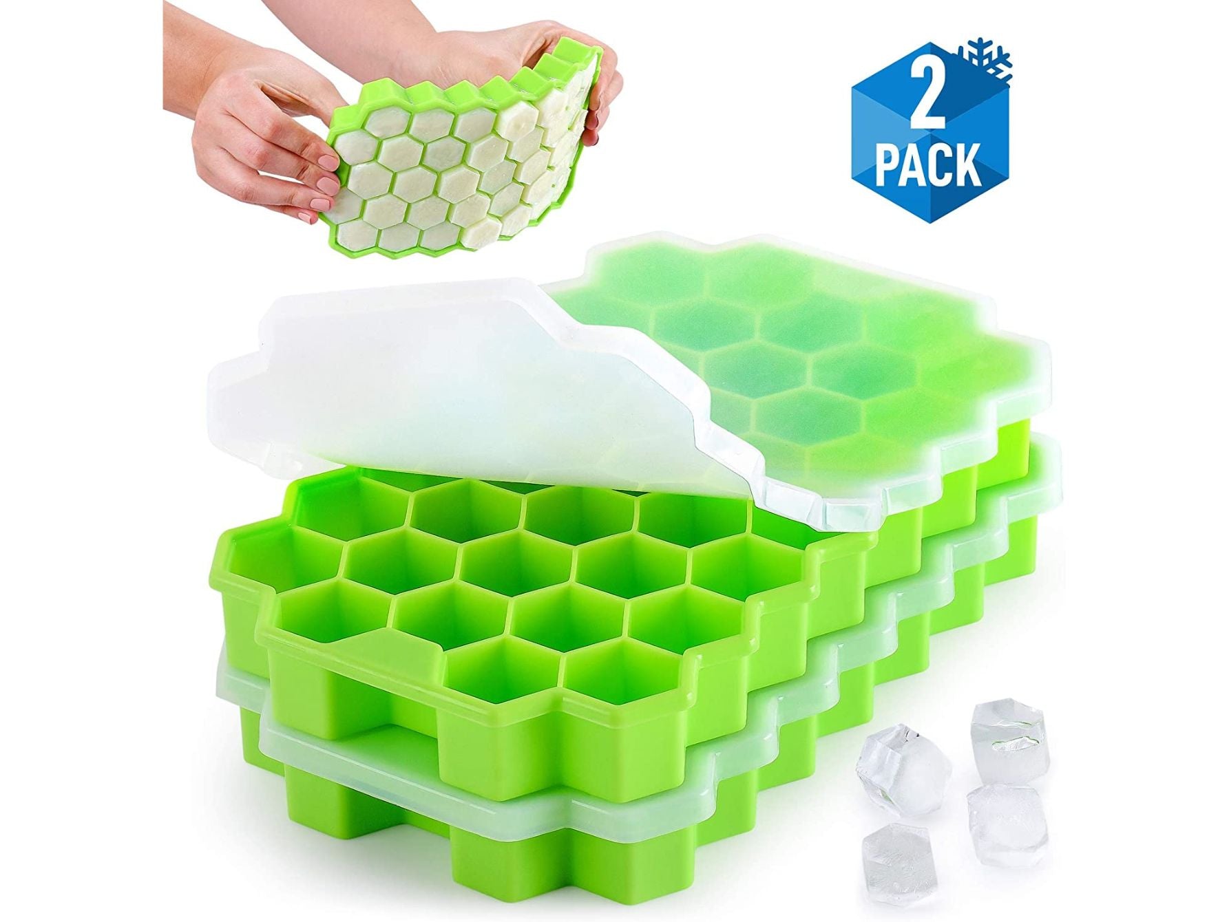  Large Cube Silicone Ice Tray, 2 Pack by Kitch, Giant 2