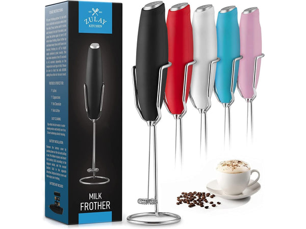 Z-OG-MLK-FRTHR-HLSTR-STND-WLNT Zulay Kitchen Milk Frother Handheld Foam  Maker With Upgraded Holster Stand - Powerful Coffee Frother Electric  Handheld Mixer